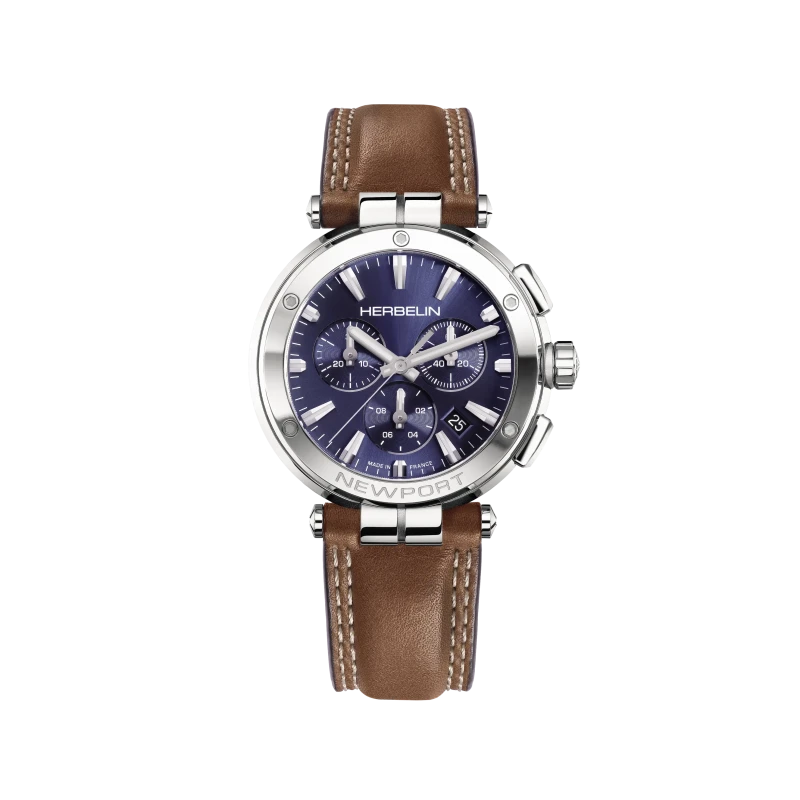 Michel Herbelin Newport Chrono 37658AP15GD Quartz Acier Cuir Brun