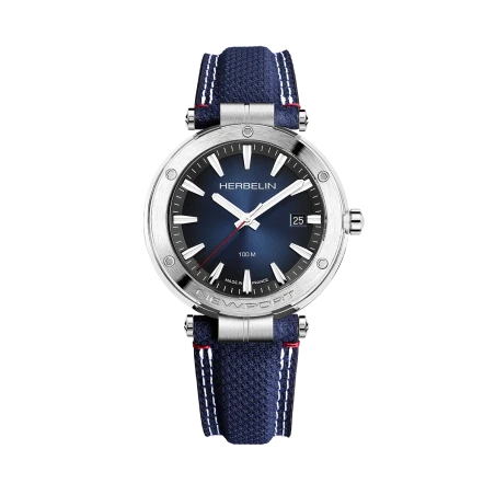 Michel Herbelin Newport Quartz Date 12288A15BL Bleu Textile Homme