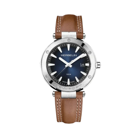 Michel Herbelin Newport Quartz Date 12288A15GD Acier Cuir Gold