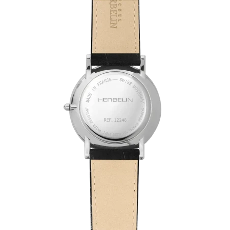 Michel Herbelin Classique Quartz 12248AP08 Argent Cuir Noir Homme