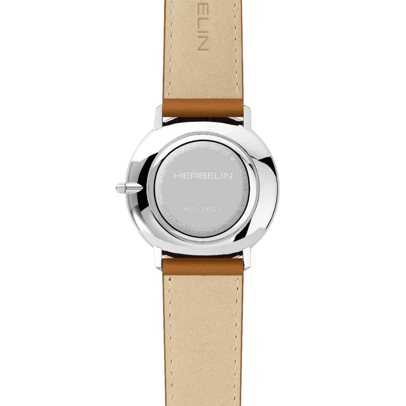 Michel Herbelin City Quartz Bleu 19515AP15GD Cuir Brun Acier