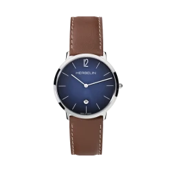 Michel Herbelin City Quartz Bleu 19515AP15GD – Cuir Brun Acier