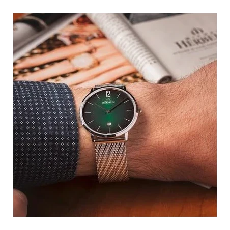 Michel Herbelin City Quartz Vert 19515AP16B Acier Milanaise Homme