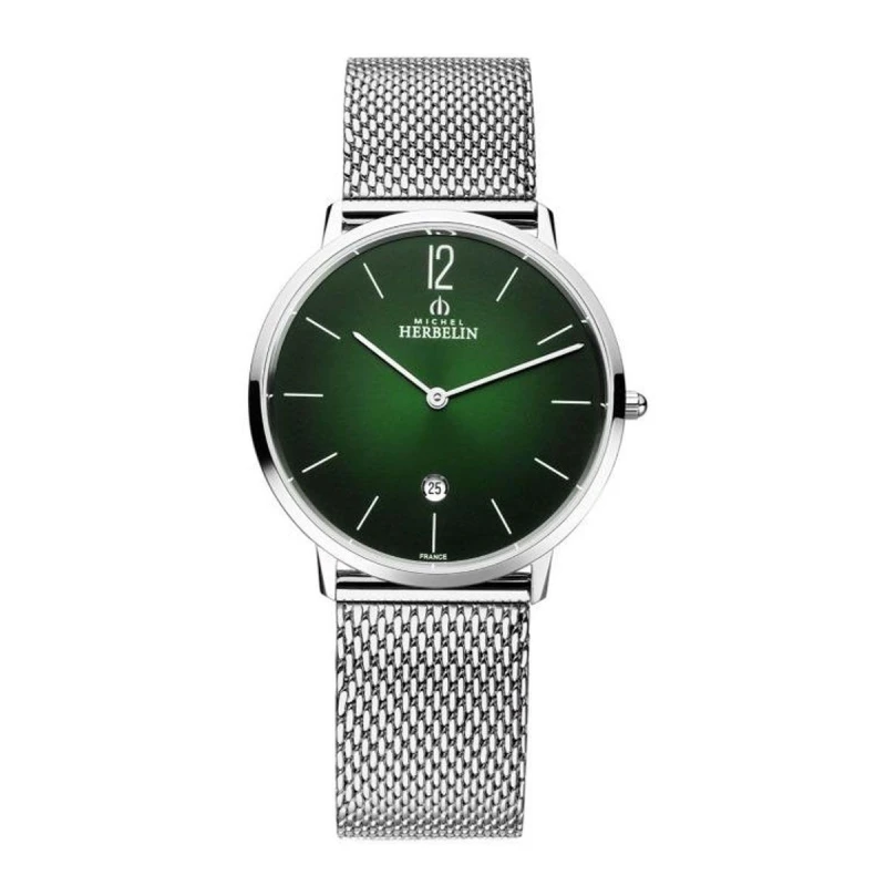 Michel Herbelin City Quartz Vert 19515AP16B Acier Milanaise Homme