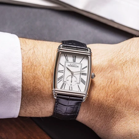 Michel Herbelin Art Déco Petite Seconde 10638AP08 Argent Croco Noir