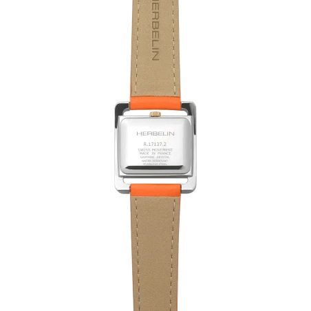 Michel Herbelin V Avenue Quartz Blanc Laqué 17137TR11MD Cuir Orange