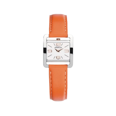 Michel Herbelin V Avenue Quartz Blanc Laqué 17137TR11MD Cuir Orange