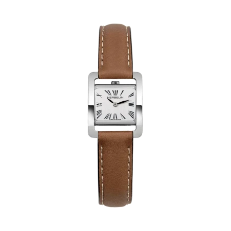 Michel Herbelin V Avenue Quartz Argent Brossé 17037AP01GD Cuir Brun