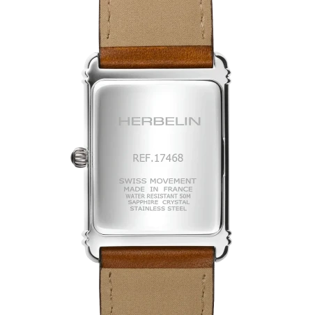 Michel Herbelin Art Déco Quartz 17468AP22GD Argent Cuir Brun Homme