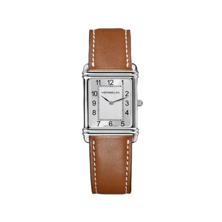 Michel Herbelin Art Déco Quartz 17468AP22GD Argent Cuir Brun Homme