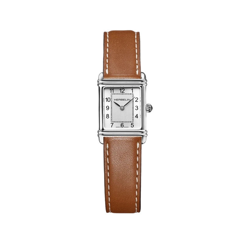 Michel Herbelin Art Déco Quartz 17478AP22GD Argent Cuir Camel Femme