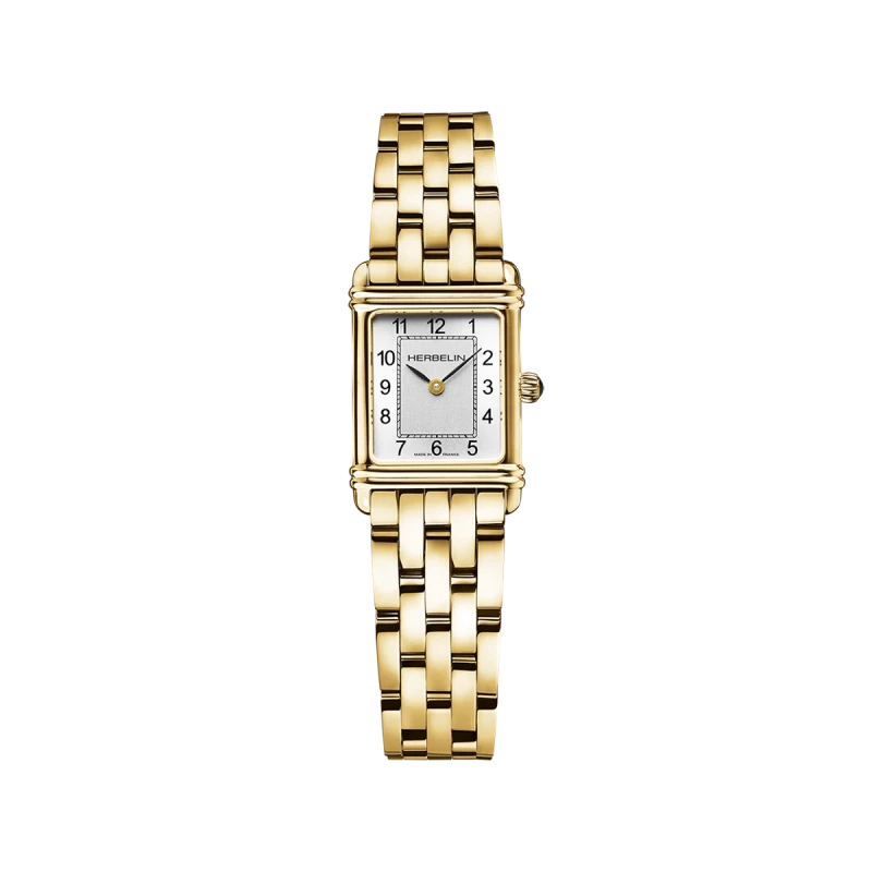Michel Herbelin Art Déco Quartz Doré 17478BP22 Argent Chiffres Arabes