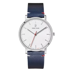 Montre Pierre Lannier Essential Homme Cadran Blanc Cuir Bleu Patriotique | 217G106