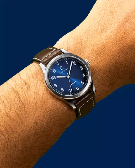 Montre Homme Pierre Lannier Aviateur 260G164 Cadran Bleu Cuir Brun