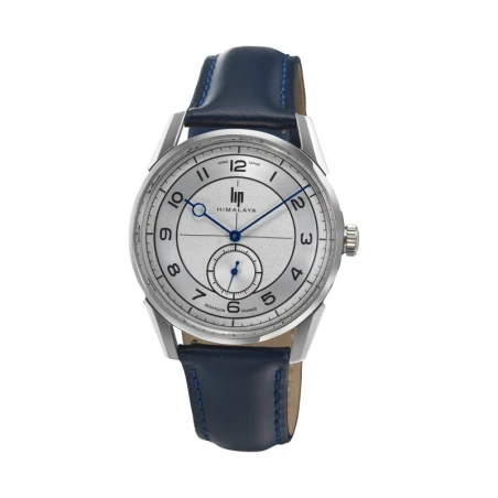 Montre Lip Himalaya 671727 Cadran Argenté Cuir Bleu 40 mm