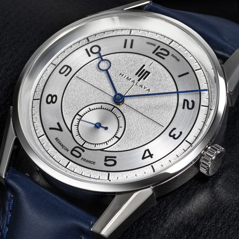 Montre Lip Himalaya 671727 Cadran Argenté Cuir Bleu 40 mm