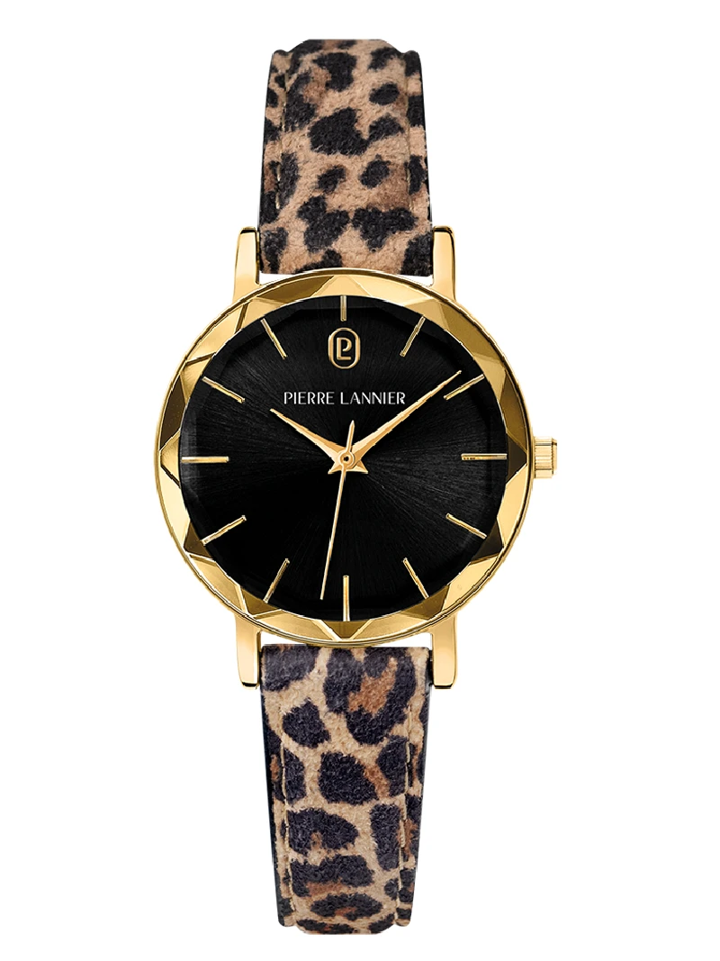 Montre Pierre Lannier leopard cuir 010P539 face