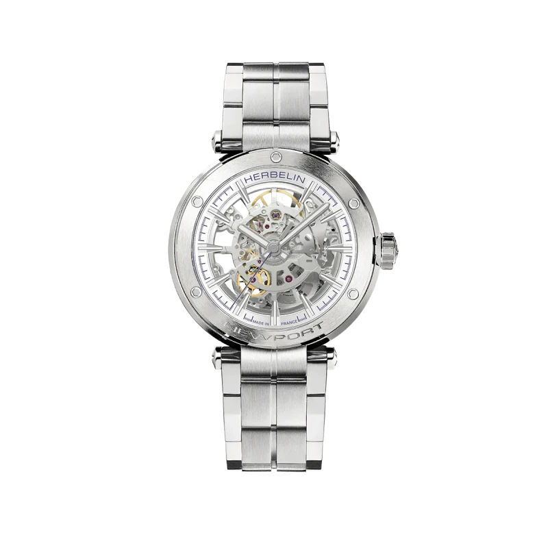 Michel Herbelin Newport – squelette – automatique – acier – 1768A15GD vue de face