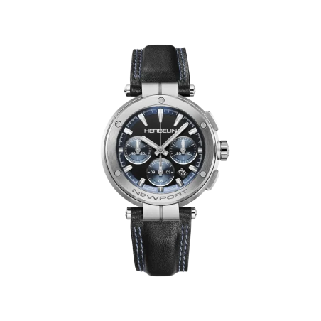 Michel Herbelin newport – chrono – automatique – acier cuir – 268A65 vue de face