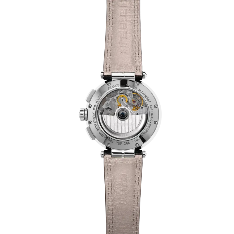 Michel Herbelin newport – chrono – automatique – acier cuir – 268A65 vue de dos