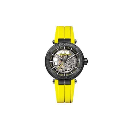 Michel Herbelin newport – carbone titane – squelette – jaune – 1888SQCTN14CY vue de face