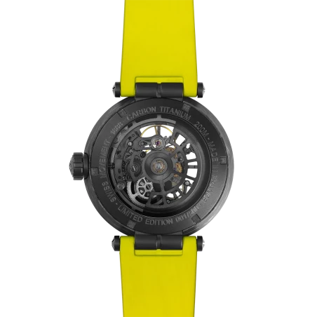 Michel Herbelin newport – carbone titane – squelette – jaune – 1888SQCTN14CY vue de dos