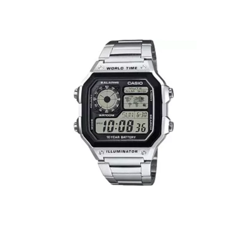 Montre Casio Timeless en Acier Argenté-AE-1200WHD-1AV vue de face