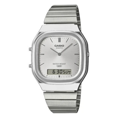 Montre Casio edgy en Acier Argenté-AQ-240E-7A vue de face