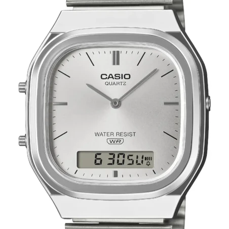 Montre Casio edgy en Acier Argenté-AQ-240E-7A vue de face
