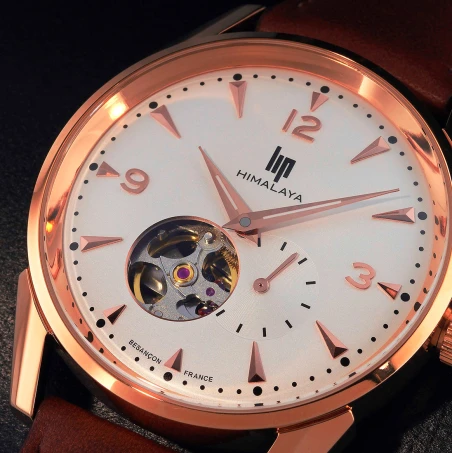 LIP - Montre LIP - Himalaya 40mm - Automatique Coeur Battant - Bracelet Marron