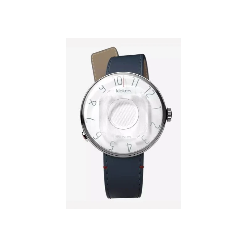 Montre Klokers - Klok 08 39mm - Minim - Cadran Blanc Perle - Cuir Bleu