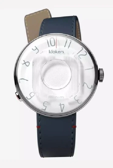 Montre Klokers - Klok 08 39mm - Minim - Cadran Blanc Perle - Cuir Bleu Marine
