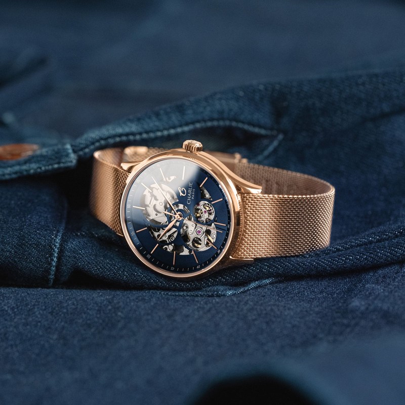 Charlie Paris - INITIAL 36 Ajourée Doré rose/Bleu