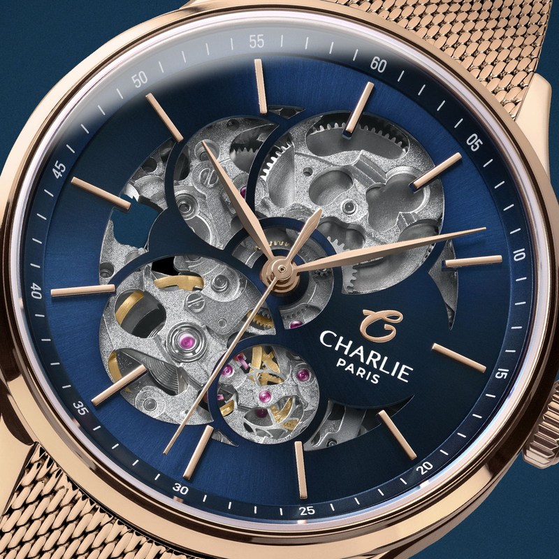 Charlie Paris - INITIAL 36 Ajourée Doré rose/Bleu