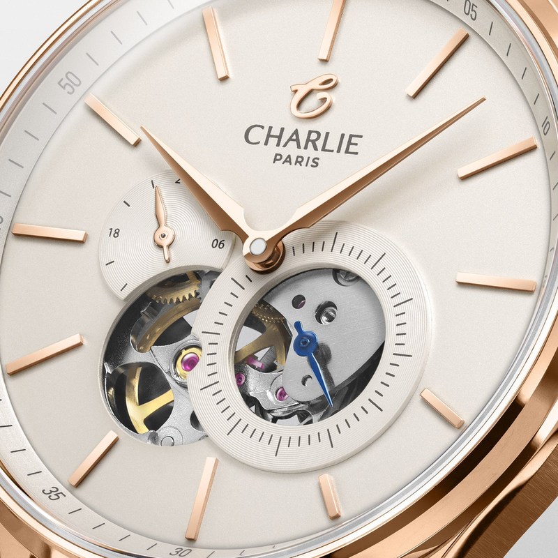 Charlie Paris - INITIAL Cœur Ouvert Doré rose
