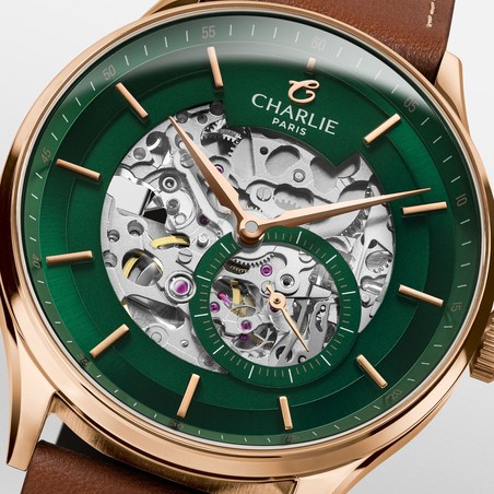 Charlie Paris - INITIAL Squelette Vert & Doré rose