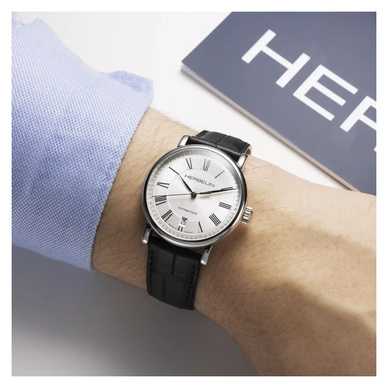 Montre Michel Herbelin Inspiration Automatique Acier Cuir Noir 2047AP08