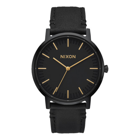 Montre Nixon - Porter Leather - All Black / Gold