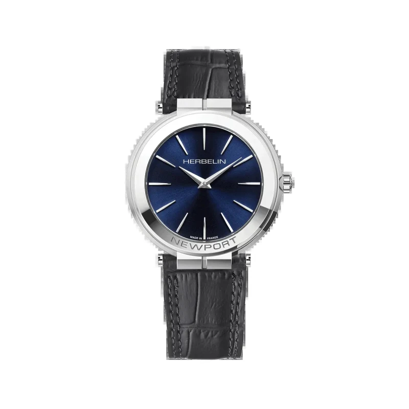 NEWPORT – SLIM – ACIER & CUIR NOIR | Club de la Montre
