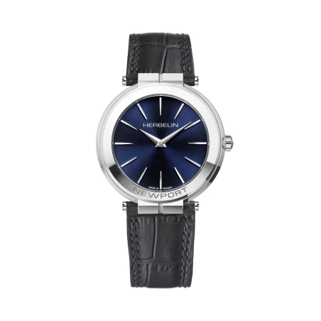 NEWPORT – SLIM – ACIER & CUIR NOIR | Club de la Montre