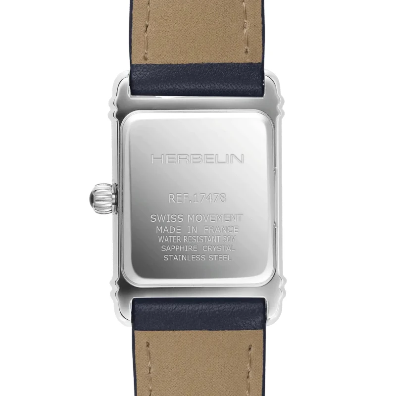 ART DÉCO – QUARTZ – ACIER & CUIR BLEU MARINE | Club de la Montre