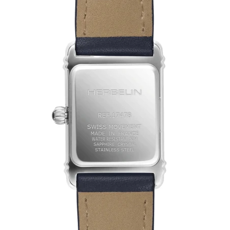 ART DÉCO – QUARTZ – ACIER & CUIR BLEU MARINE | Club de la Montre