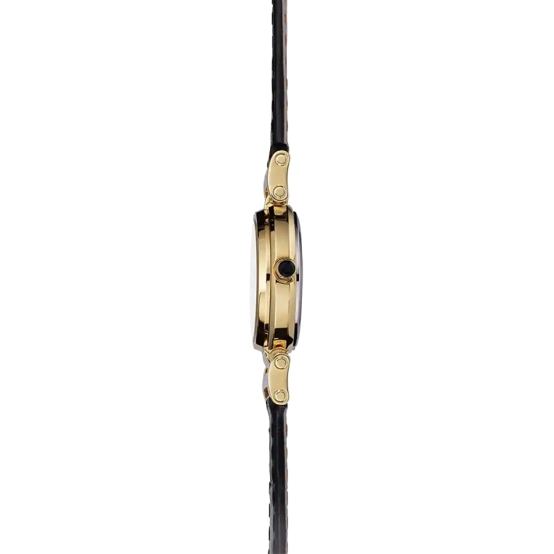 LADY H – QUARTZ – PVD OR JAUNE & CUIR NOIR | Club de la Montre