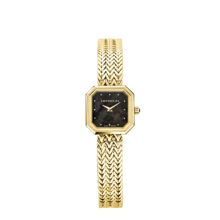 OCTOGÔNE – QUARTZ CARRÉ – DORÉ & NACRE NOIRE | Club de la Montre
