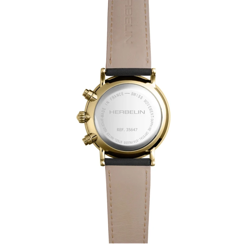 INSPIRATION – CHRONOGRAPHE – DORÉ & CUIR NOIR | Club de la Montre