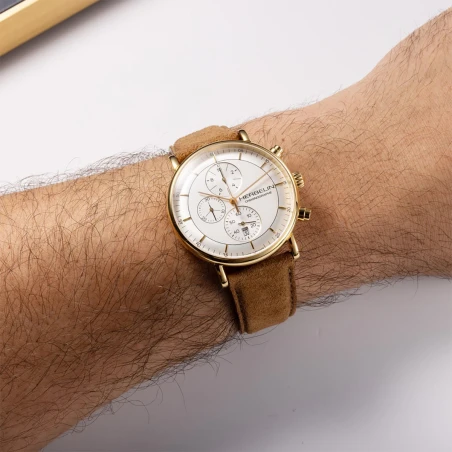 INSPIRATION – CHRONOGRAPHE – DORÉ & CUIR CAMEL | Club de la Montre