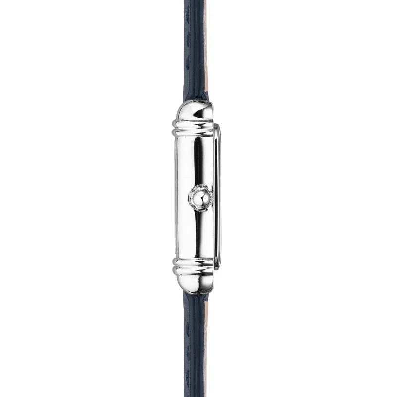 ART DÉCO – TONNEAU QUARTZ – ACIER & CUIR BLEU | Club de la Montre
