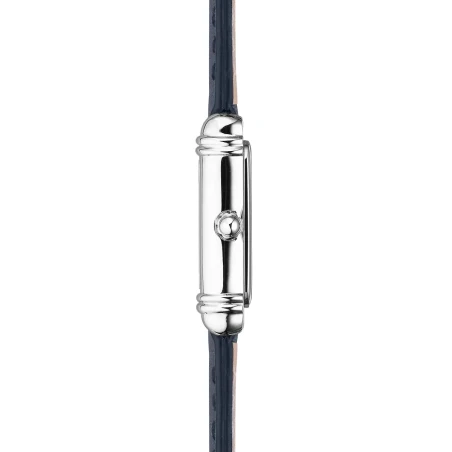 ART DÉCO – TONNEAU QUARTZ – ACIER & CUIR BLEU | Club de la Montre