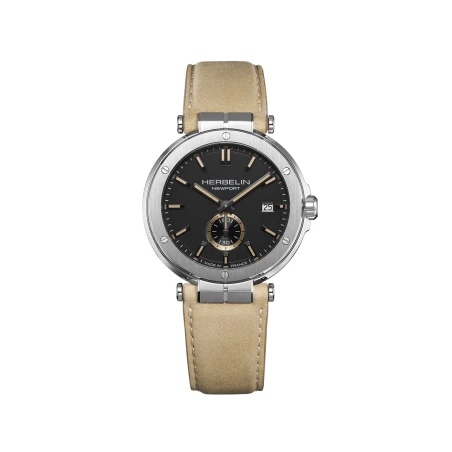 NEWPORT – QUARTZ – NOIR & CUIR BEIGE | Club de la Montre