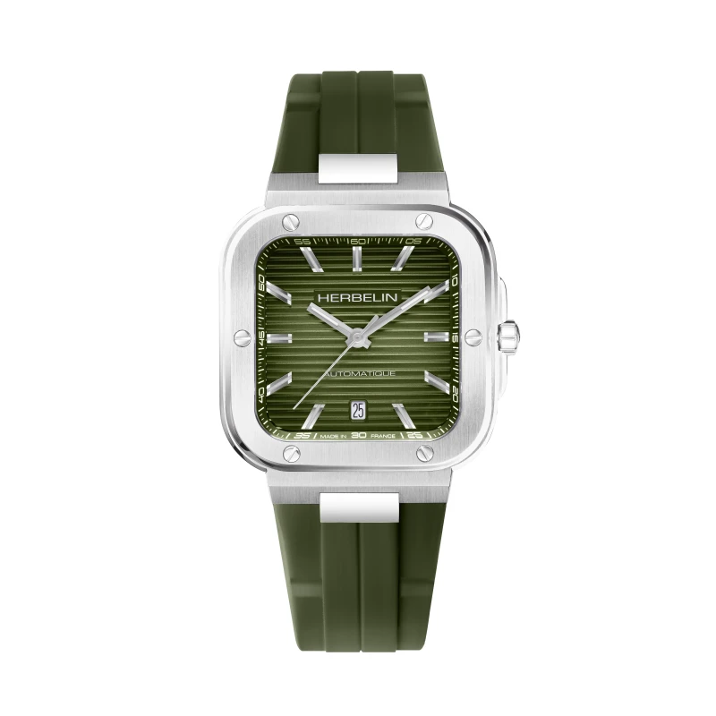 CAP CAMARAT – SQUARE AUTOMATIQUE  – KAKI & ACIER | Club de la Montre